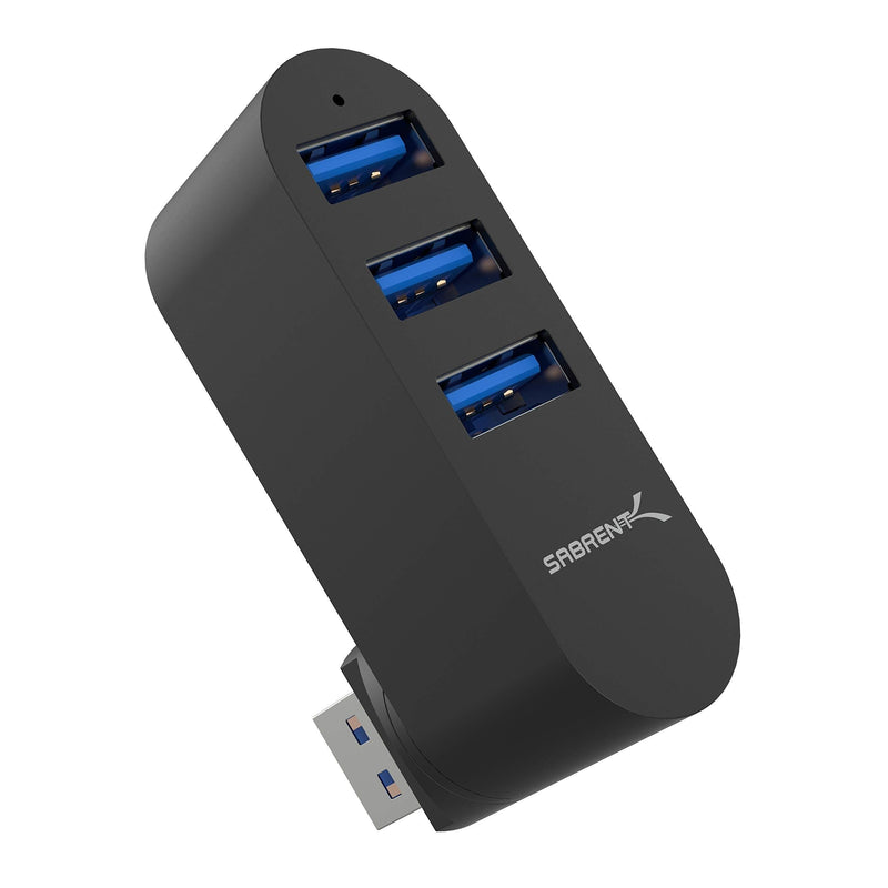 Sabrent Premium 3-Port Aluminum Mini USB 3.0 Hub [90°/180° Degree Rotatable] (HB-R3MB) Black - LeoForward Australia