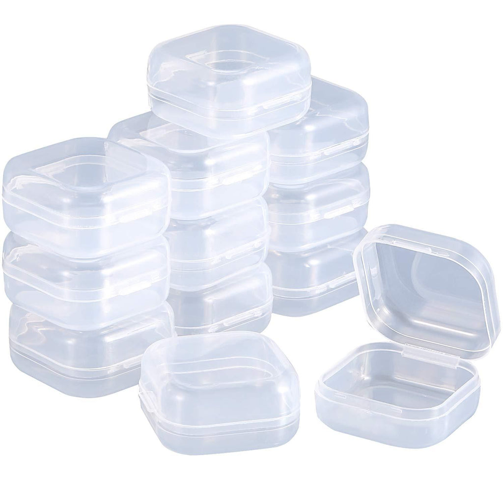  [AUSTRALIA] - SATINIOR 12 Pack Clear Plastic Beads Storage Containers Box with Hinged Lid for Beads and More(1.37 x 1.37 x 0.7 Inch)