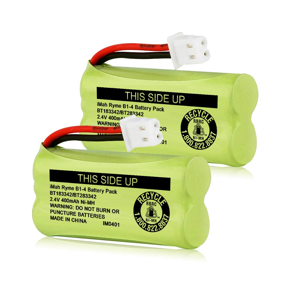  [AUSTRALIA] - iMah BT183342/BT283342 2.4V 400mAh Ni-MH Battery Pack, Also Compatible with AT&T VTech Cordless Phone Batteries BT166342/BT266342 BT162342/BT262342 2SN-AAA40H-S-X2, Pack of 2