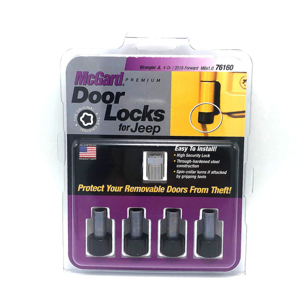 McGard Door Pin Lock, 6 mm x 1 Thread, 1/4 in Drive Key Included, Steel, Zinc/Black Oxide, 2 Door, Jeep Wrangler JL 2018-19, Kit (76160) - LeoForward Australia