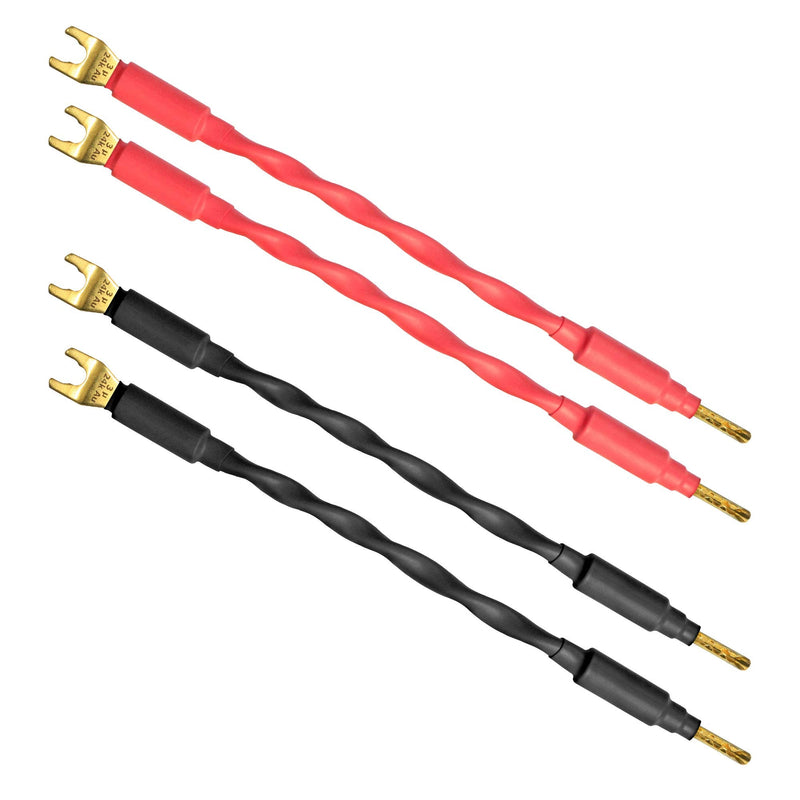  [AUSTRALIA] - 4 Units - 6 Inch - Canare 4S11 – Audiophile Grade - 11AWG - HiFi Speaker Jumper Cable Terminated with Gold Banana to Spade Connectors