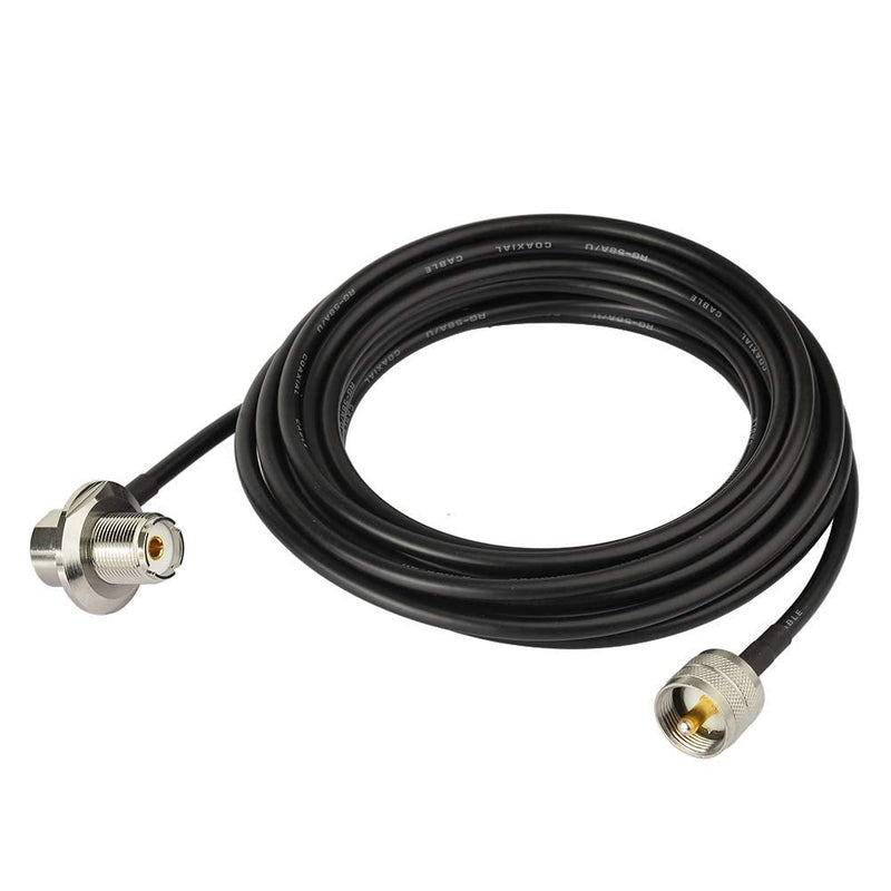  [AUSTRALIA] - Bingfu UHF PL259 Male to UHF SO239 Female Right Angle Bulkhead Mount RG58 Cable 20 feet for Vehicle Car SUV Truck CB Radio Ham Radio Two Way Radio Amateur Radio Antenna Cable