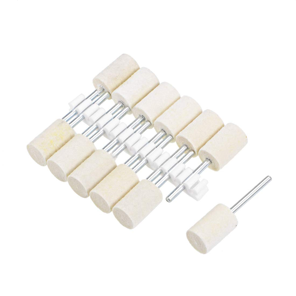  [AUSTRALIA] - uxcell 12mm Wool Felt Mounted Points Cylinder Polishing Bits Burrs Buffing Wheels with 1/8" Shank 12 Pcs