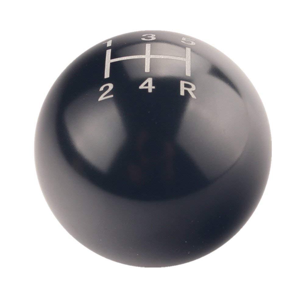  [AUSTRALIA] - DEWHEL Round Ball Manual Gear Stick Shift Knob 5 Speed Short Throw Shifter Selector M10x1.25 Aluminum Screw On for Nissan Mazda Mitsubishi (Black) Black