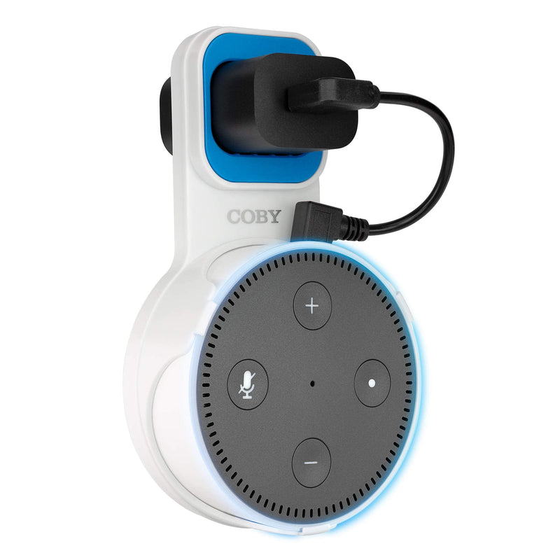  [AUSTRALIA] - Coby Speaker Wall Mount for 2nd Generation Dot Voice Assistants | Smart Home Speaker Mount Hanger Stand for Bedroom, Kitchen, Office, Bathroom | Snug-Fit Holder Hides Messy Cables (White) White