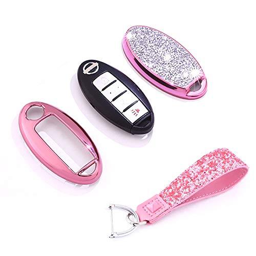  [AUSTRALIA] - Royalfox(TM) 3 4 5 6 Buttons 3D Bling keyless Entry Remote Smart Key Fob case Cover for Nissan Murano Pathfinder Titan Maxima Sylphy Lannia Livina NV200 Tiida Teana Qashqai Sunny (Pink) pink