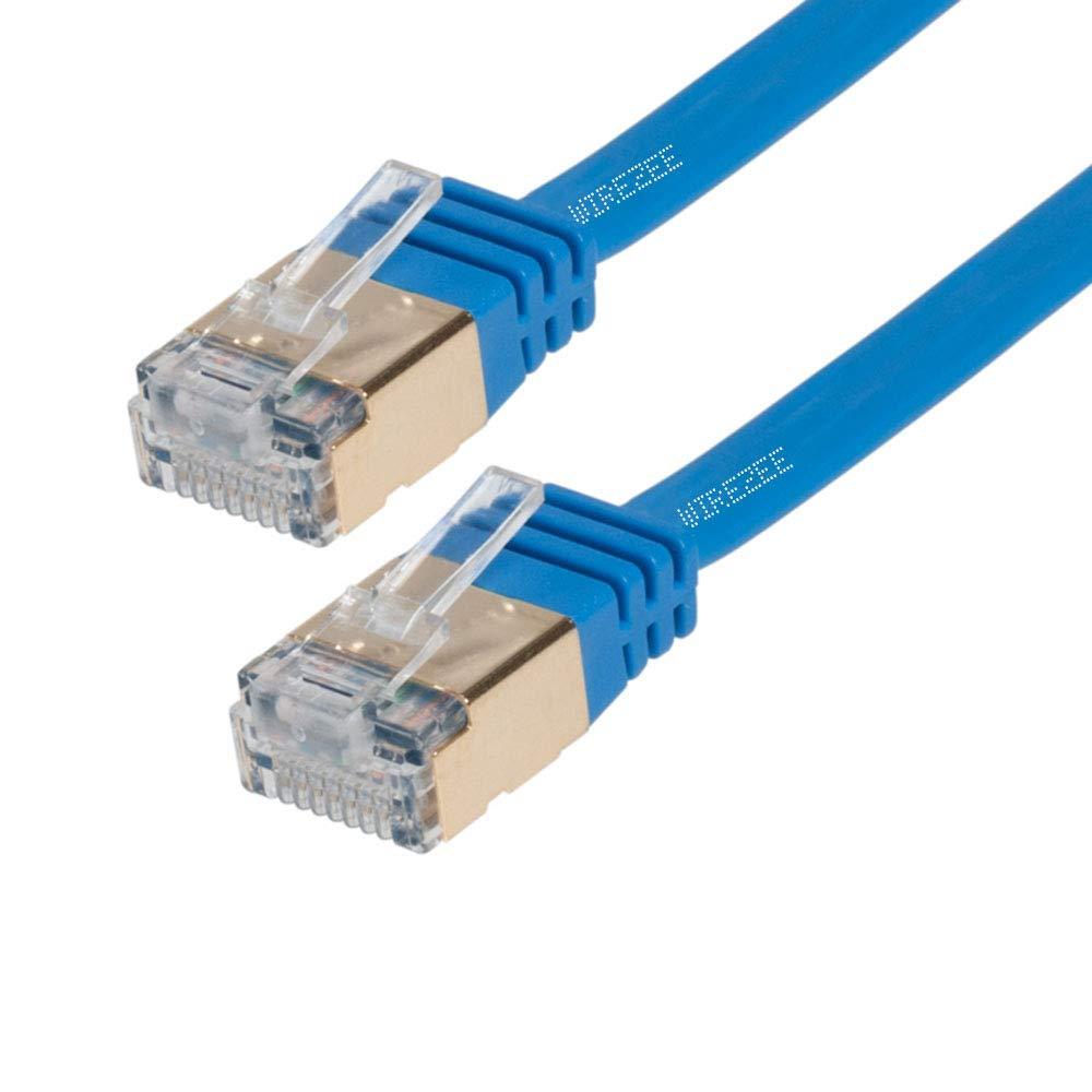  [AUSTRALIA] - High Speed Ultra Flat CAT7 Ethernet Cable, RJ45 Computer Internet LAN Network Ethernet Patch (White, Blue, Black) (6FT, Blue) 6FT