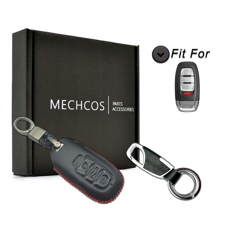  [AUSTRALIA] - Compatible with fit for 2009-2018 A1 A3 A4 A5 A6 A7 A8 allroad Quattro Q3 Q5 Q7 R8 RS5 RS7 S3 S4 S5 S6 S7 S8 SQ5 TT Quattro 3+1 Buttons Leather Case Smart Key Fob Cover Keyless Remote Holder Protecter