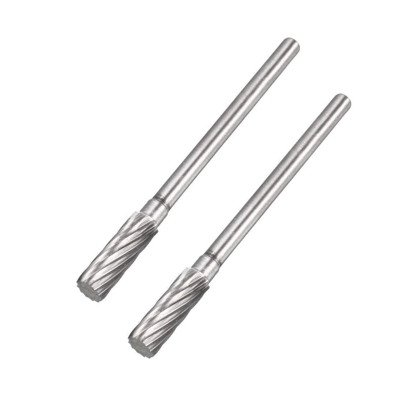 uxcell Tungsten Carbide Rotary Files 1/8" Shank, Single Cut Top Toothed Cylinder Shape Rotary Burrs Tool 4mm Dia, for Die Grinder Alloy Steel Hard Metal Polishing Engraving, 2pcs - LeoForward Australia