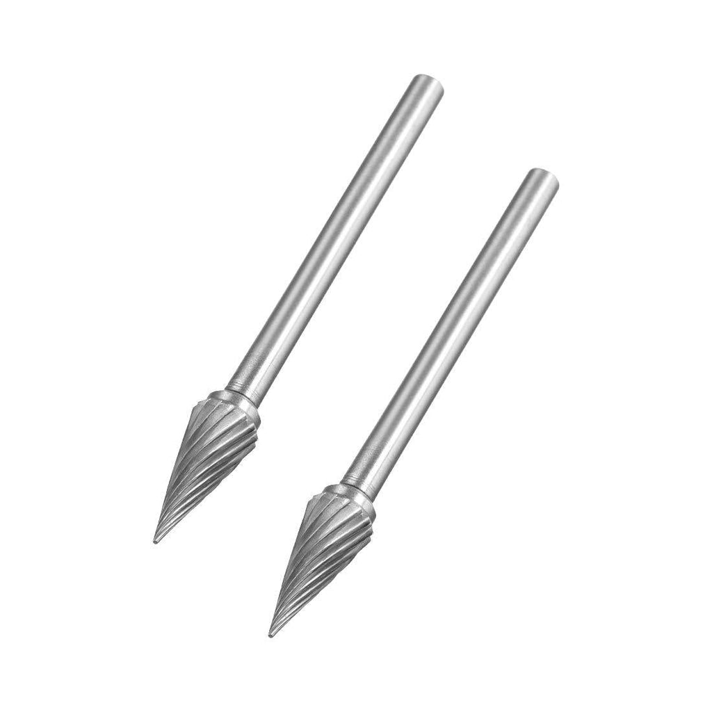 uxcell Tungsten Carbide Rotary Files 1/8" Shank, Single Cut Cone Shape Rotary Burrs Tool 6mm Dia, for Die Grinder Drill Bit Alloy Steel Hard Metal Carving Polishing Tool Making, 2pcs - LeoForward Australia