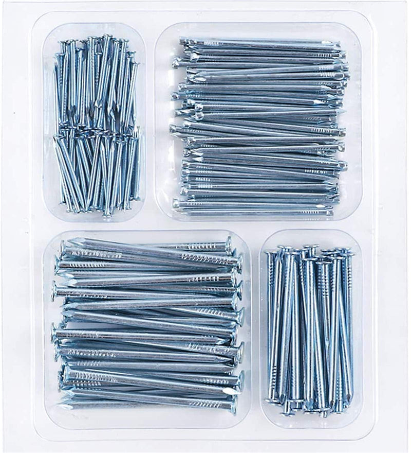  [AUSTRALIA] - Coceca 200 Pack Hardware Nails for Hanging Pictures, 4 Size Zinc Tiny Nail Assorted Kit, Picture Nail, Small Nails, Finishing Nail, Wall Nails and Galvanized Nails for Wood