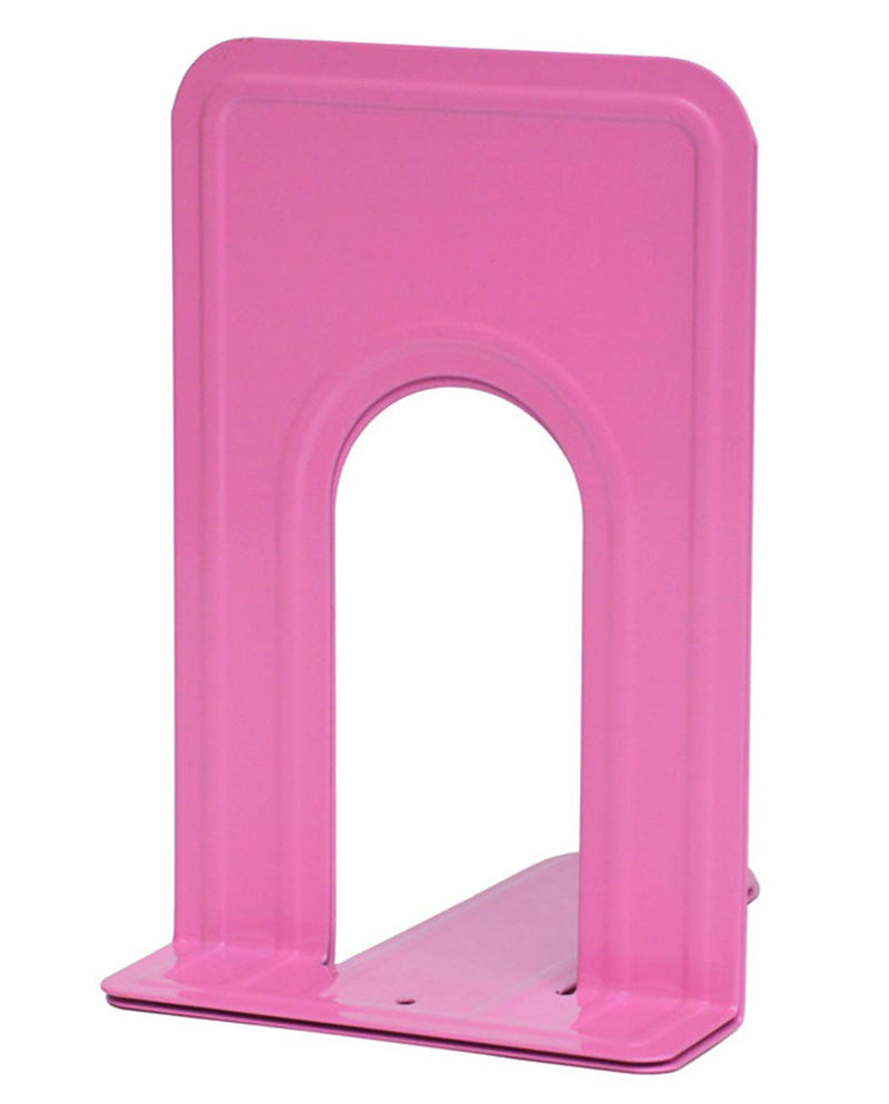  [AUSTRALIA] - Xiaoyu Metal Bookends, Non-Skid Bookend Supports, Heavy Duty Standard Bookends for Shelves, Table, Office and Home, 6.30 x 5.04 x 7.48 inch, Pink Medium