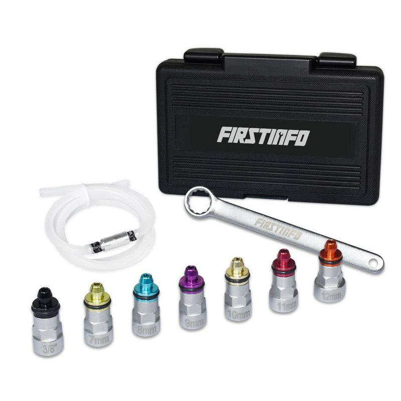  [AUSTRALIA] - FIRSTINFO Brake Fluid Clutch Bleeder Hose with Non-Return Check Valve and 12 Point 7-12mm & 3/8-Inch Drive Sockets and Wrench Set for Brake Bleeding & Hydraulic Clutch Systems