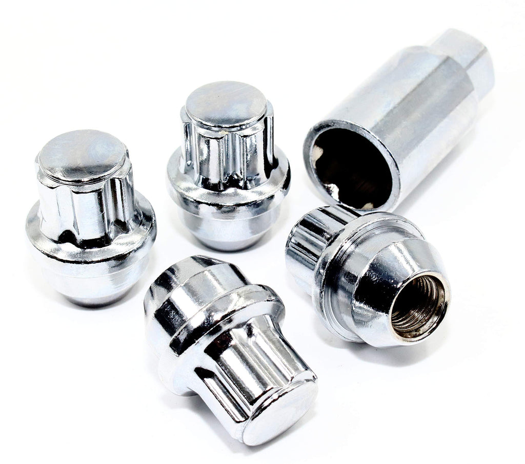  [AUSTRALIA] - Set of 4 Veritek 14x1.5mm 1.7 Inch 44.5mm Length 22mm Hex Chrome Large Acorn Conical Seat Wheel Locks for Ford F-150 Expedition Lincoln Navigator Factory Wheels