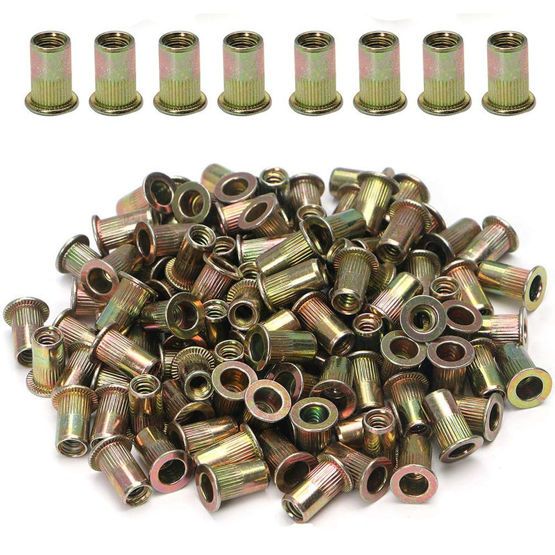  [AUSTRALIA] - 100pcs Carbon Steel SAE Rivet Nuts 1/4-20 Threaded Rivet Insert Nutsert Rivnuts Kit 1/4"-20