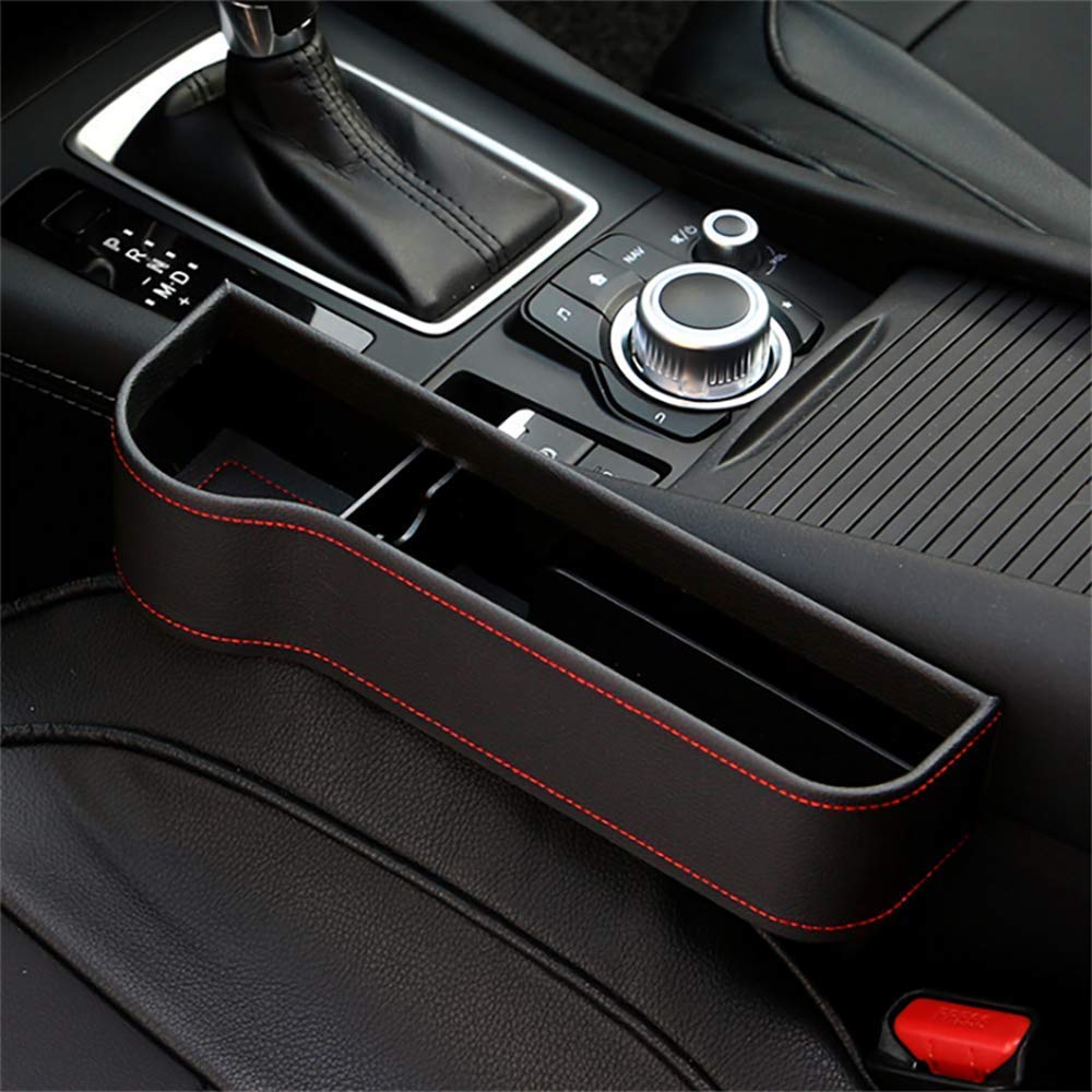  [AUSTRALIA] - washidai Car Seat Pockets PU Leather Car Console Side Organizer Seat Gap Filler Catch Caddy Black（1 Pack）