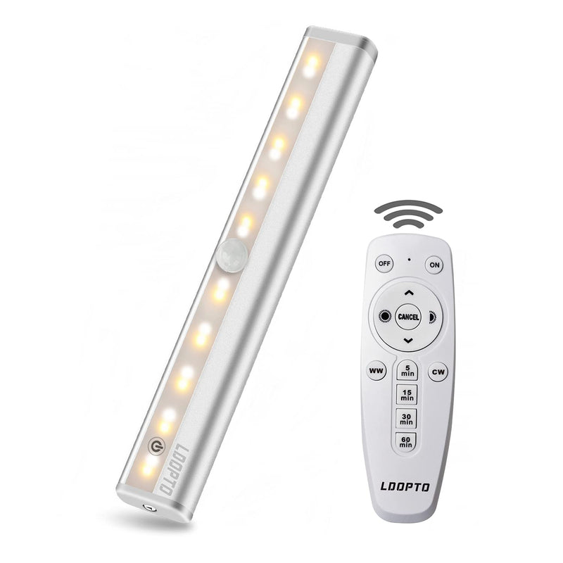  [AUSTRALIA] - Battery Operated Lights Wireless Under Cabinet Lights with Remote Control LDOPTO Dimmable 10-LED Closet Light Battery Powered Stick On Lights with Timing and Touch Switch for Kitchen Stairs 1 Pack 1-Pack