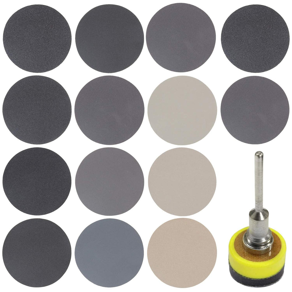  [AUSTRALIA] - 180 Pieces 1 Inch Sanding Disc, GOH DODD Wet Dry Sandpaper with Soft Foam Pad and Backing Pad 1/8 Inch Shank, 60-10000 Variety Grits Grinding Abrasive Sand Paper for Auto Metal Wood Grass Jewelry 1 Inch 180 Pieces