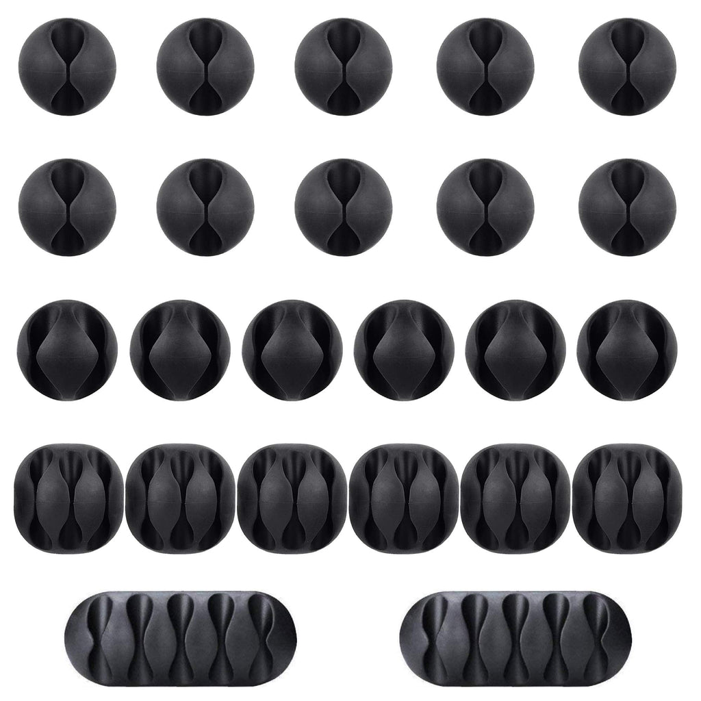  [AUSTRALIA] - Beadnova Cable Clips Cord Organizer Cable Management Wire Cord Holder 24 Pack Adhesive Cord Holder for Car, Power Cords, Charging Accessory Cables, PC, Office (Black,1 Slots, 2 Slots, 3 Slots,5 Slots) 5）1,2,3,5 Slots(24 Pcs)