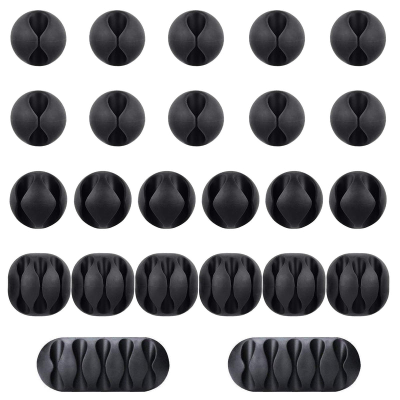  [AUSTRALIA] - Beadnova Cable Clips Cord Organizer Cable Management Wire Cord Holder 24 Pack Adhesive Cord Holder for Car, Power Cords, Charging Accessory Cables, PC, Office (Black,1 Slots, 2 Slots, 3 Slots,5 Slots) 5）1,2,3,5 Slots(24 Pcs)