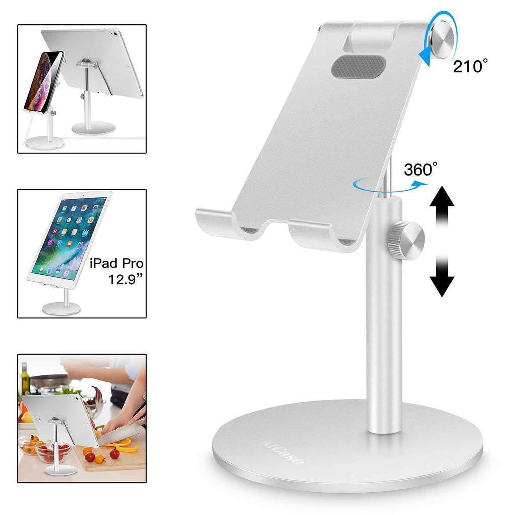  [AUSTRALIA] - Adjustable Tablet/Phone Stand,AICase Telescopic Adjustable iPad Stand Holder,Universal Multi Angle Aluminum Stand Compatible with iPhone Smart Cell Phone/Tablet/iPad(4-13 inch), Silver