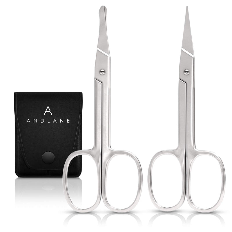 Curved and Rounded Facial Hair Scissors - Mustache, Nose Hair & Beard Trimming Scissors, Safety Use for Eyebrows, Eyelashes and Ear Hair - Professional Stainless Steel - LeoForward Australia
