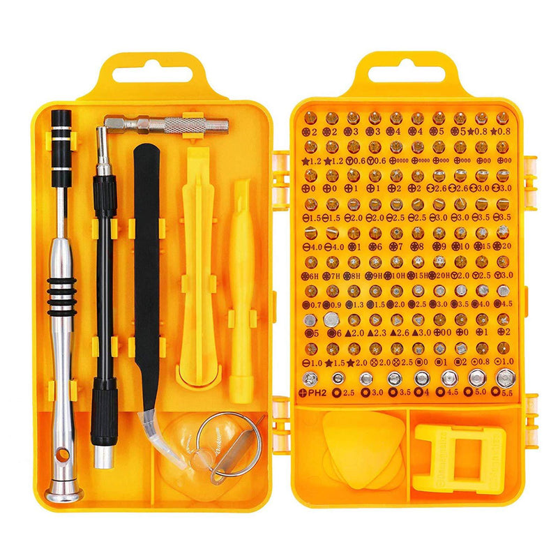Precision Screwdriver Set Magnetic - Professional 110 in 1 Screw driver Tools Sets, PC Repair Tool Kit for Mobile Phone/Tablet/Computer/Watch/Camera/Eyeglasses/Other Electronic Devices 110 Yellow - LeoForward Australia
