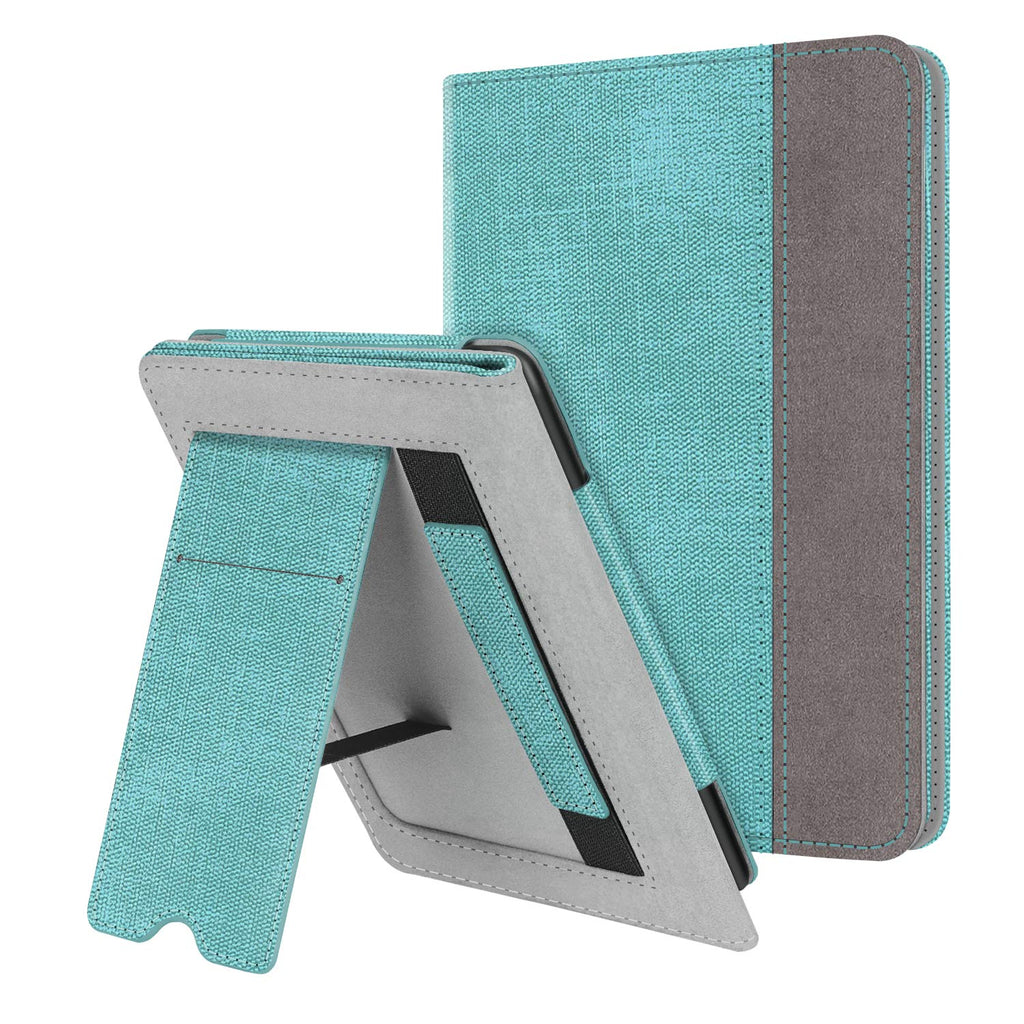 [AUSTRALIA] - Fintie Stand Case for 6" Kindle Paperwhite (Fits 10th Generation 2018 and All Paperwhite Generations Prior to 2018) - Premium PU Leather Sleeve Cover with Card Slot and Hand Strap, Turquoise/Brown D-Turquoise/Brown