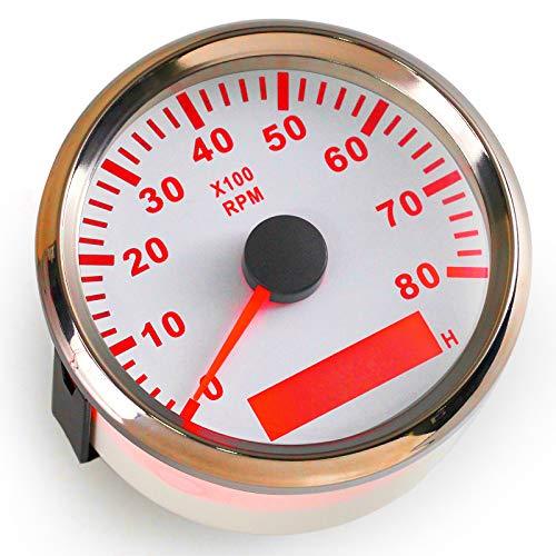  [AUSTRALIA] - ELING Tachometer 8000RPM REV Counter with Hour Meter 85mm 9-32V with Backlight