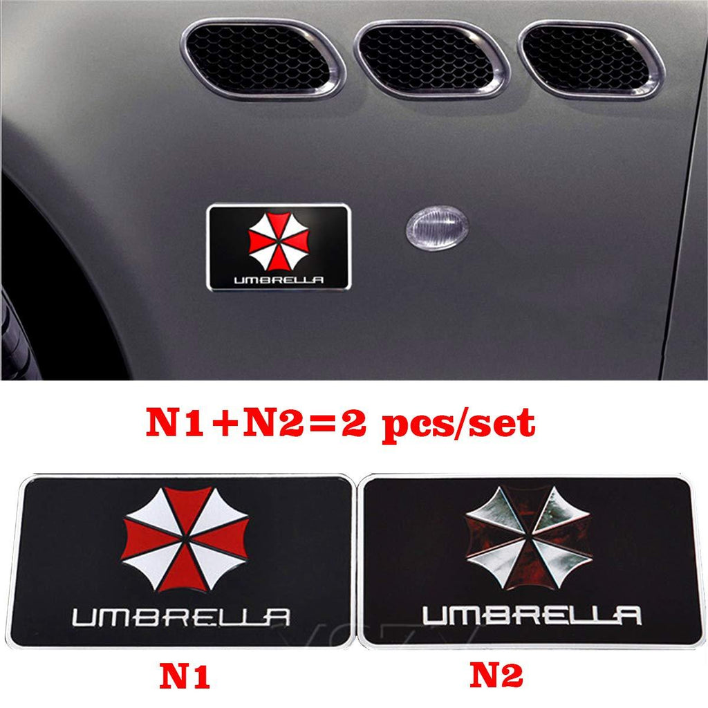  [AUSTRALIA] - YSpring Resident Evil Car Badge Decal 2.95in Dia Umbrella Corporation 3D Aluminum Alloy Circle Car Motorcycle Emblem Sticker(Style A-1 pcs) N-black-1.97in*3.15in(2pcs/Set)