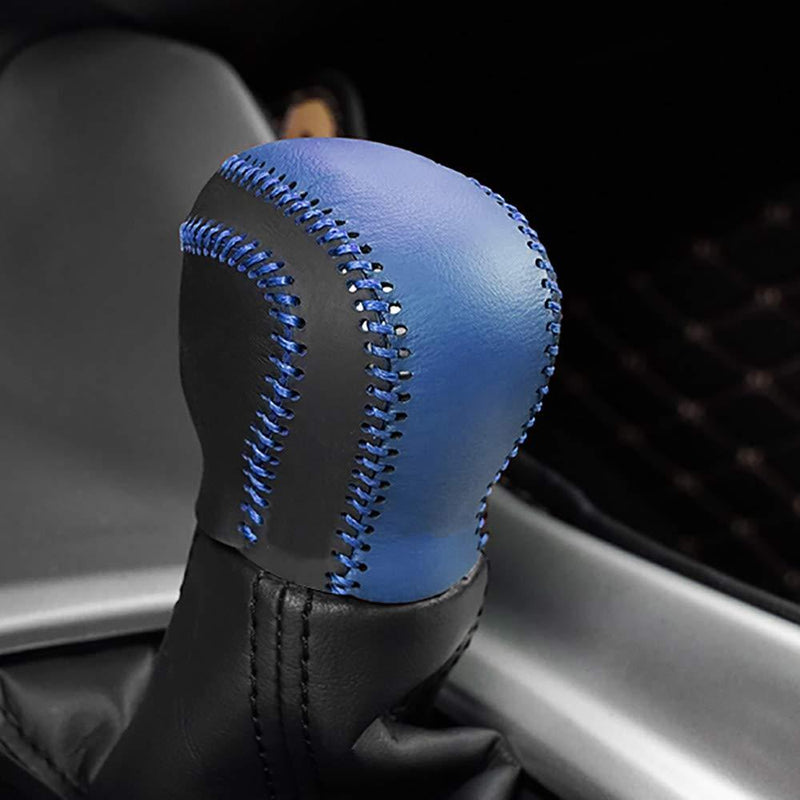  [AUSTRALIA] - Car Gear Shift Knob Cover,Black with Blue Stitches chrpdt003 Leather Gear Shit Cover for 2018 2019 Toyota CHR,1PC
