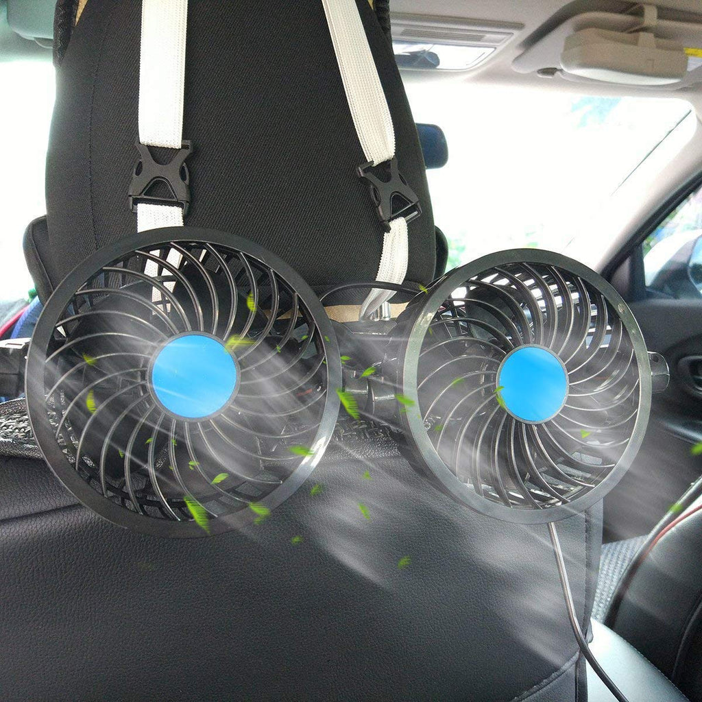  [AUSTRALIA] - Car Fan for Back Seat, Car Seat Fan Cigarette Lighter, Fan for Car 12V Headrest Black 4inches