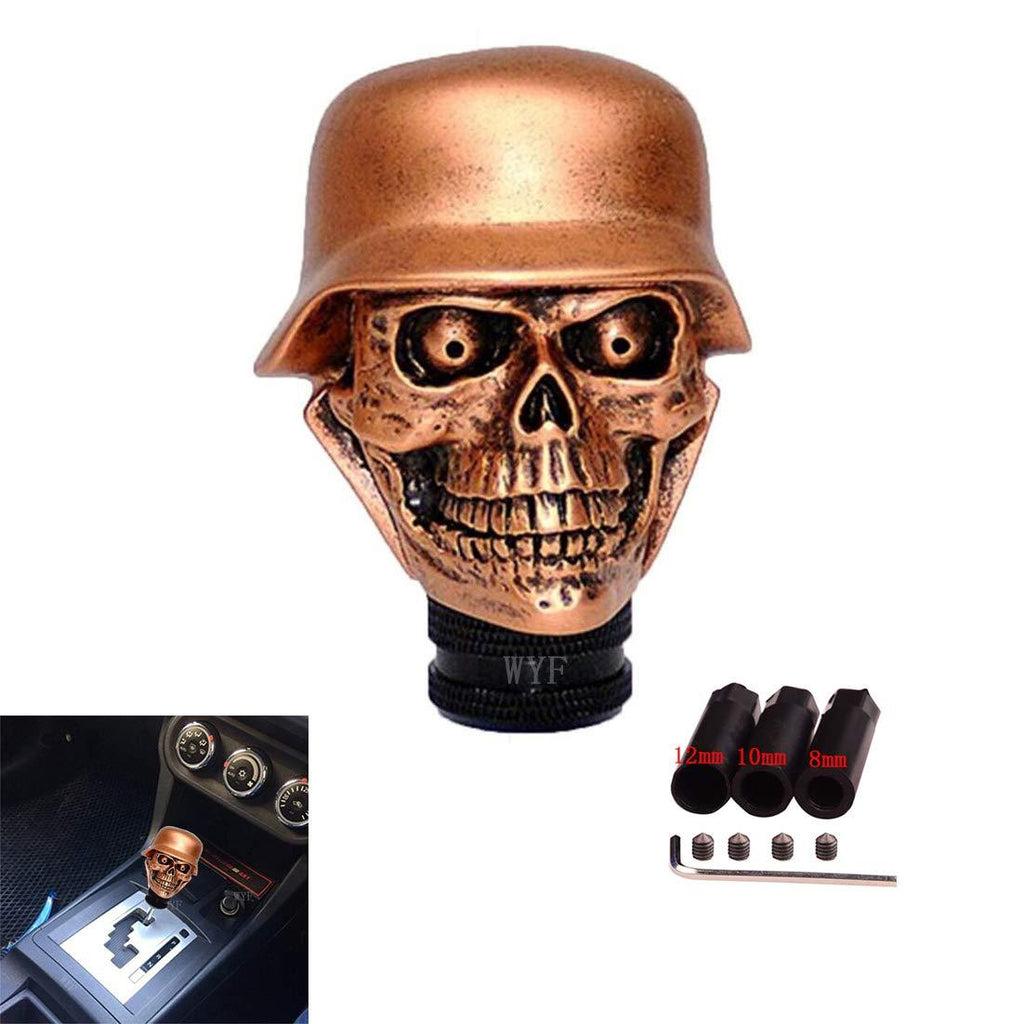  [AUSTRALIA] - WYF Universal Gear Shift Knob Skull Gear Stick Skull Skull Resin Gear Shifter Knob for Most Manual or Automatic Transmission Without (Copper) Copper