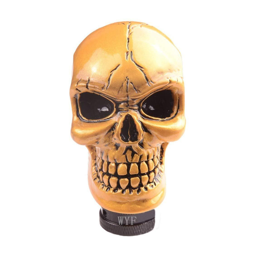  [AUSTRALIA] - WYF Universal Shift Knob Skull Gear Stick Skull Skull Resin Gear Shifter Knob Lever Cover for Most Manual or Automatic Transmission Without Button (Gold) Gold