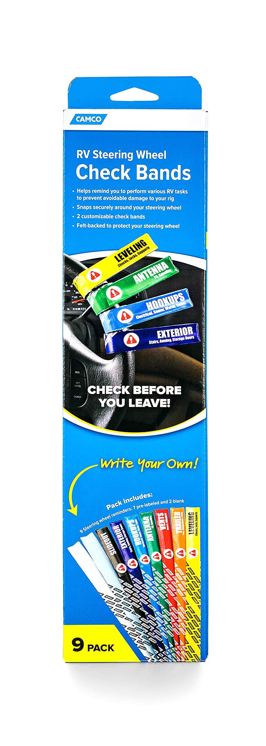  [AUSTRALIA] - Camco Bands-Pre-Labeled and Customizable Important Task Reminders to Place on Your RV Steering Wheel So You Won't Forget |Excellent for Camping and Traveling-(53098)