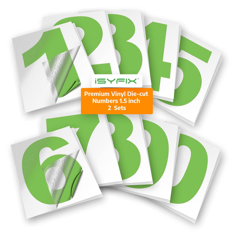  [AUSTRALIA] - Apple Green Vinyl Numbers Stickers - 1.5 Inch Self Adhesive 2 Sets - Premium Decal Die Cut & Pre-Spaced for Mailbox, Signs, Window, Door, Cars, Trucks, Home, Business, Address Number, In & Outdoor Apple Green