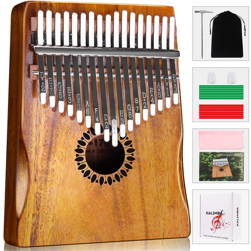 Kalimba Thumb Piano 17 Keys, Portable Mbira Finger Piano Gifts for Kids and Adults Beginners - LeoForward Australia