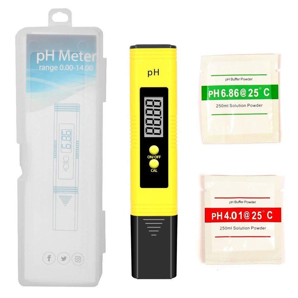 Digital PH Meter, WECHIC 0.01 PH High Accuracy Water Quality Tester with 0-14 PH Measurement Range for Household Drinking, Pool and Aquarium Water PH Tester Design with ATC (Yellow) - LeoForward Australia