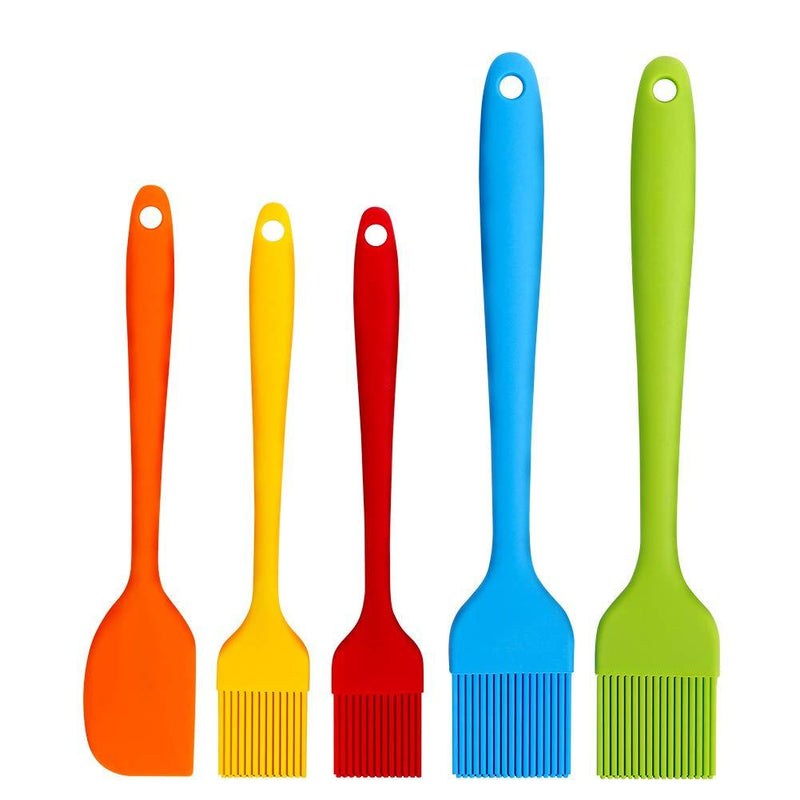  [AUSTRALIA] - Topsome Basting Brushes Silicone, Heat Resistant BPA Free Pastry Brush with Spatula, BBQ Grill Barbeque & Kitchen Baking Set Oil Brushes for Cooking Soft Bristles Long Handle (5 Pack) 5