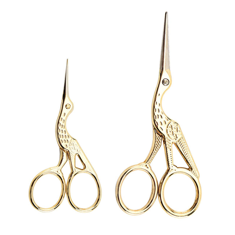  [AUSTRALIA] - Acronde 2PCS Vintage Stork Shape Sewing Scissors Stainless Steel Tailor Scissors Sharp Sewing Shears for Embroidery, Sewing, Craft, Art Work & Everyday Use (Gold)