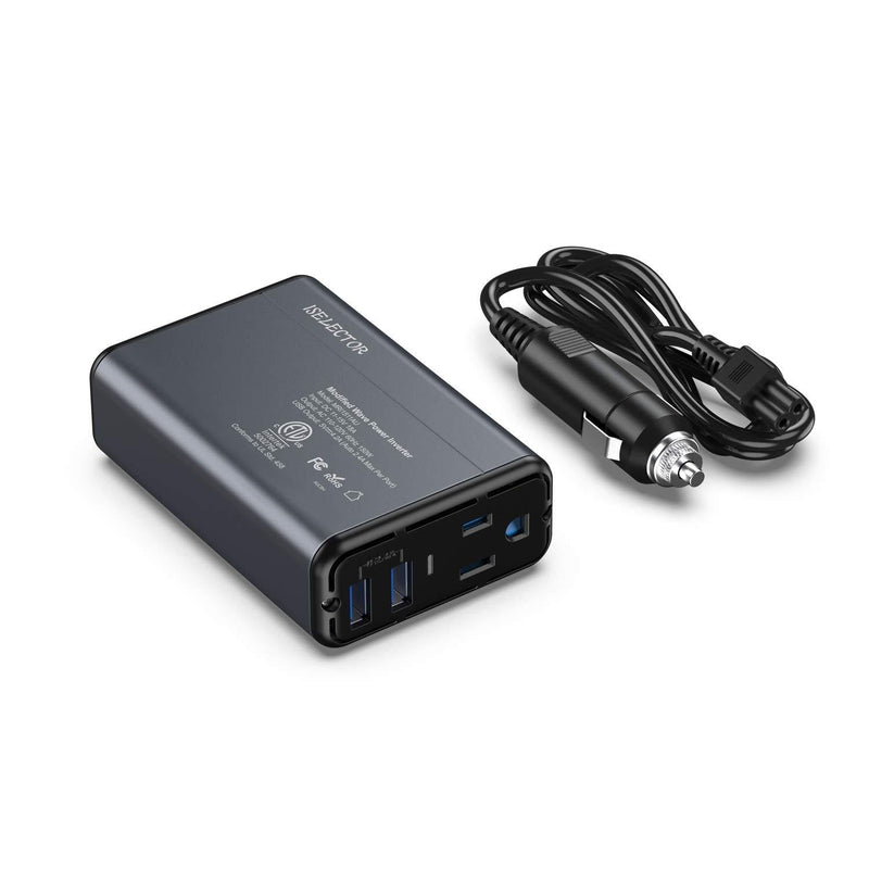  [AUSTRALIA] - ISELECTOR 150W Car Power Inverter, DC 12V to 110V AC Converter with 2 USB Ports Charger, Thinner Design with ETL Listed Car Adapter black
