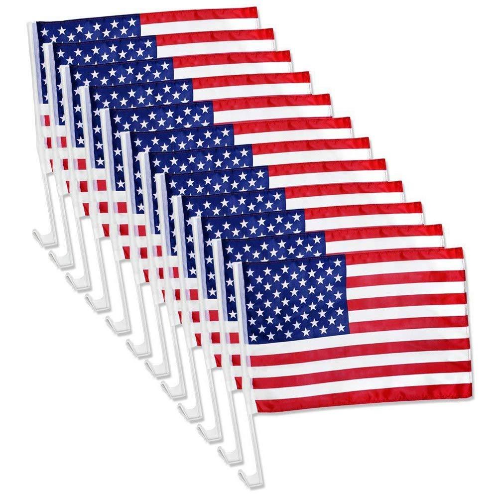  [AUSTRALIA] - Julysgift US American Car Flag Window Clip 17" x 12", Pack of 12/10 / 100