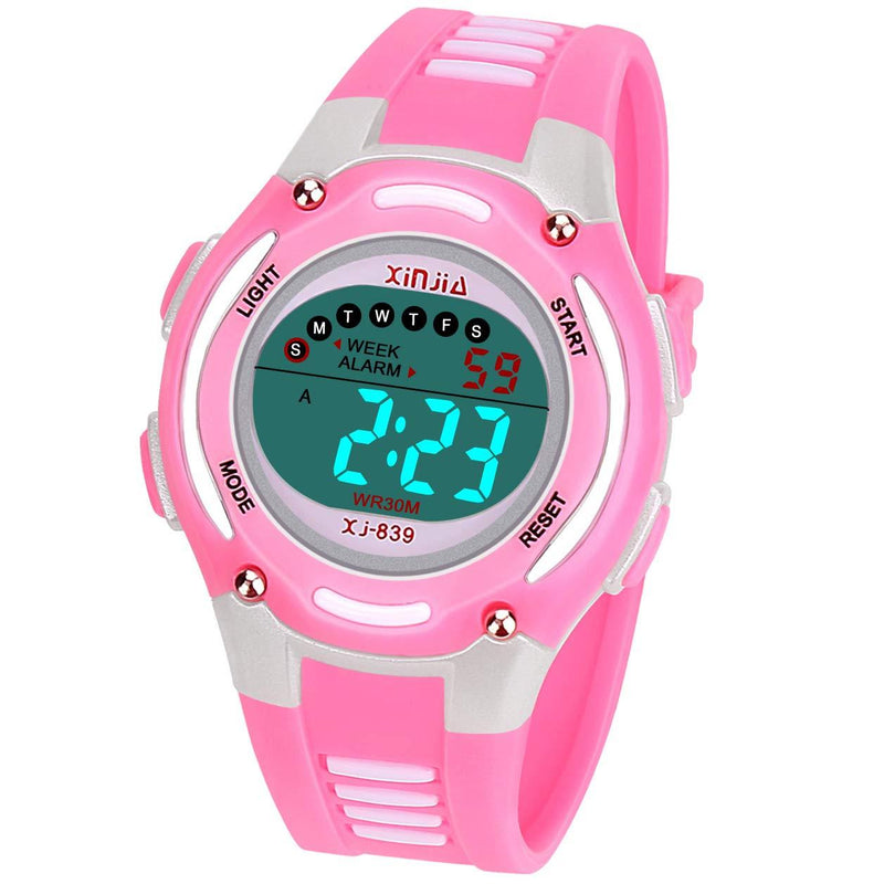 Kids Digital Watch for Girls Boys,Children Watches Waterproof Multi-Functional WristWatches with Alarm/Stopwatch Pink - LeoForward Australia