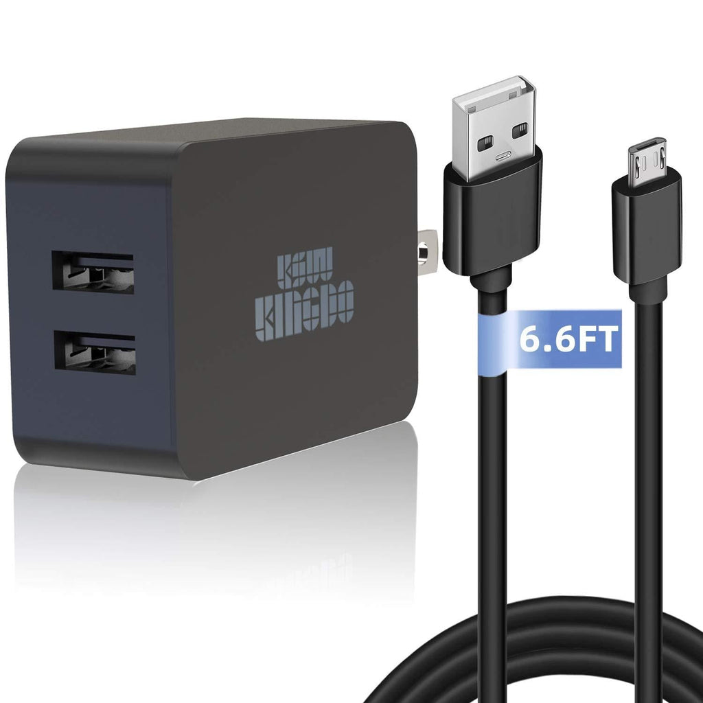  [AUSTRALIA] - Kindle Fire Fast Charger, 5V 2.4A 24W Charger for Amazon Kindle Fire HD, HDX 6" 7" 8.9" 9.7", Fire 7 8, Dual Port USB Wall Charger with 6.6FT Micro USB Cable for Samsung, Galaxy S7, Android Phone