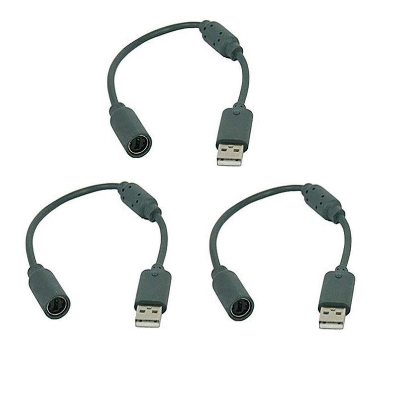  [AUSTRALIA] - OBTANIM 3 Pack Replacement Dongle USB Breakaway Cable for Microsoft Xbox 360 Wired Controllers, Gray