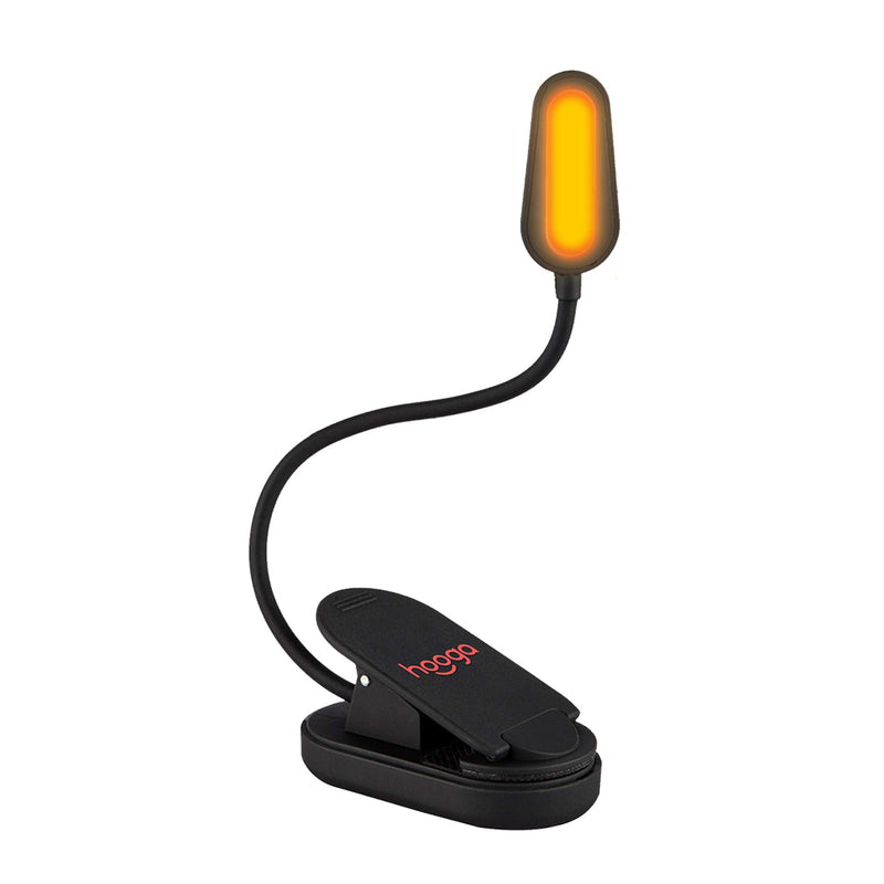 [AUSTRALIA] - Book Light, Amber, Rechargeable, Blue Light Blocking Clip-On LED Reading Light by Hooga. 3 Brightness. 1600K Temp. Eye Care Light for Strain-Free, Healthy Eyes. Gift for Students, Kids, Book Worms. Amber Light
