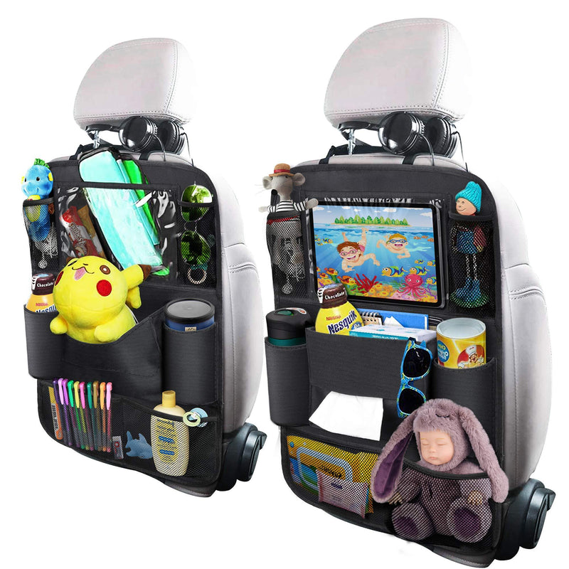 OYRGCIK Backseat Car Organizer, Kick Mats Car Back Seat Protector with Touch Screen Tablet Holder Tissue Box 8 Storage Pockets for Toys Book Bottle Drinks Kids Baby Toddler Travel Accessories, 2 Pack - LeoForward Australia