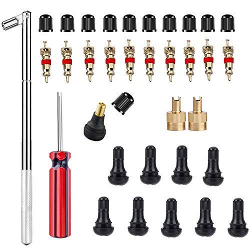 Tire Valve Stem Tool Remover & Installation Set- 10pcs Tire Snap in Short Rubber TR412 Valve Stem with Valve Stem Cores,EASILY REPLACE Your Old Tubeless Valve Stems,Single Head Tire Valve Core Remover TR412 Valve Stem with Tool - LeoForward Australia