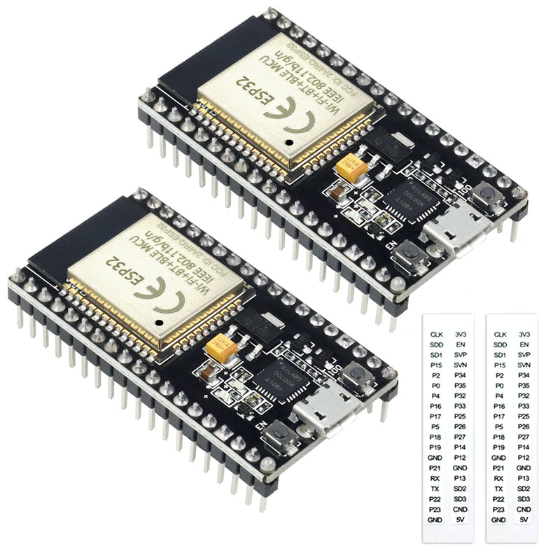  [AUSTRALIA] - KeeYees ESP32S ESP32 Development Board 2.4 GHz Dual Core WLAN WiFi + Bluetooth 2-in-1 Microcontroller ESP-WROOM-32 Chip for Arduino (38PIN Narrow Version, 2PCS)