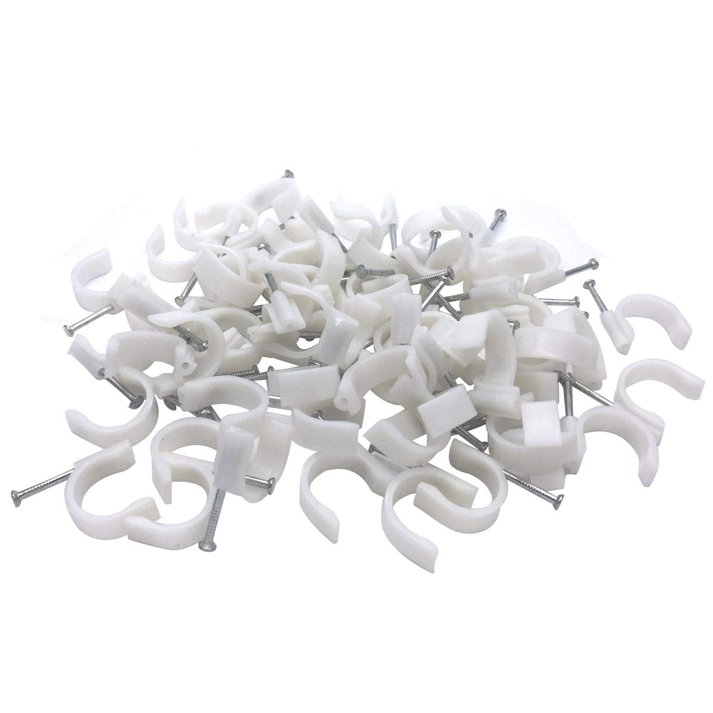  [AUSTRALIA] - Plastic Wall Mount 20mm Dia Electric Cable Circle Nail Clips Fasteners for Car Home TV Phone Internet Lead Fixing(20mm)